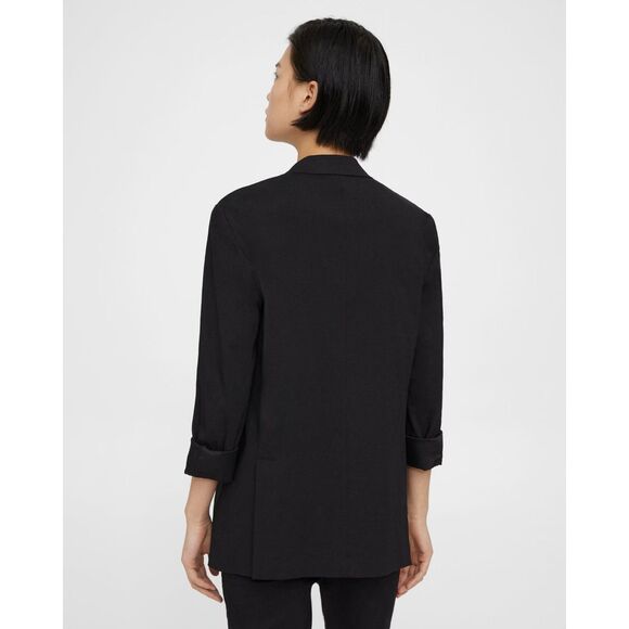 NWT Theory Women's Rolled Sleeve Better Linen Single Breasted Blazer in Black 0 - Picture 3 of 16